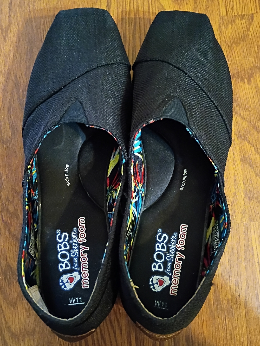 Skechers BOBS Black Slip-On Memory Foam Shoes